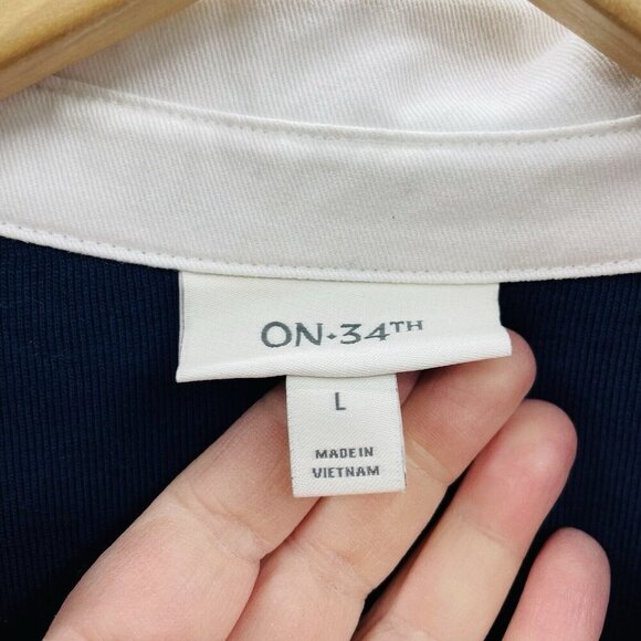 On 34th Womens Size Large Long Sleeve Colorblocked Rugby Dress in Blue/Cream $59 - Picture 5 of 7